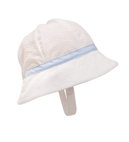 TBBC Henrys Boating Bucket Hat - White Seersucker/Buckhead Blue
