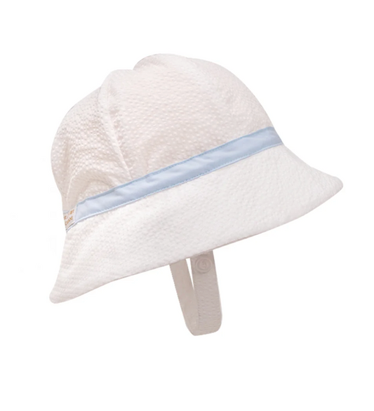 TBBC Henrys Boating Bucket Hat - White Seersucker/Buckhead Blue
