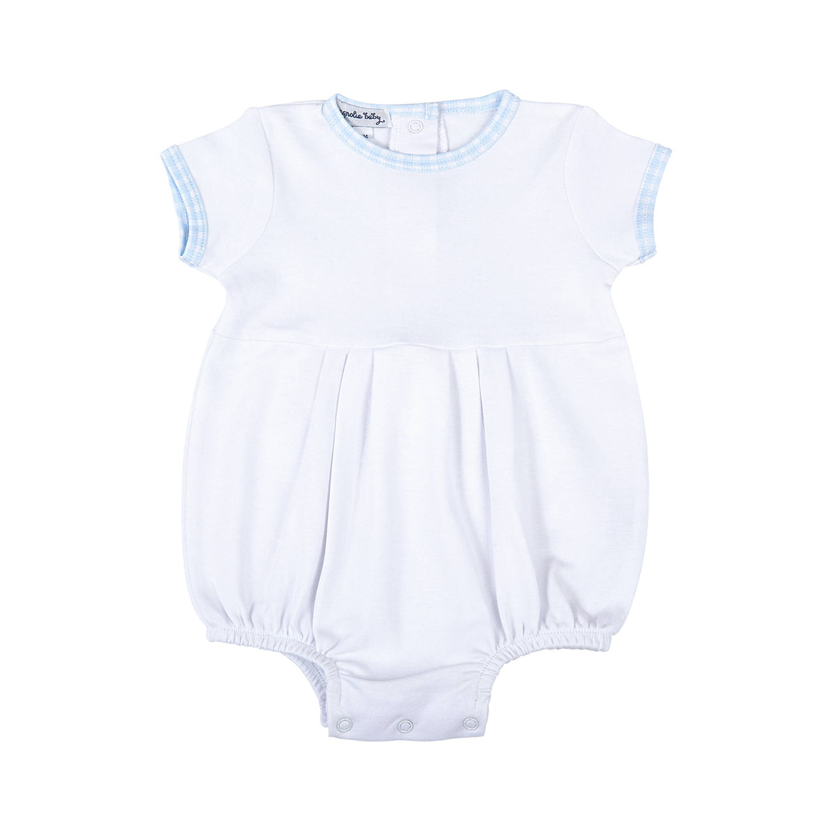 MB New Beginnings Blue S/S Bubble, White with Checkered Trim