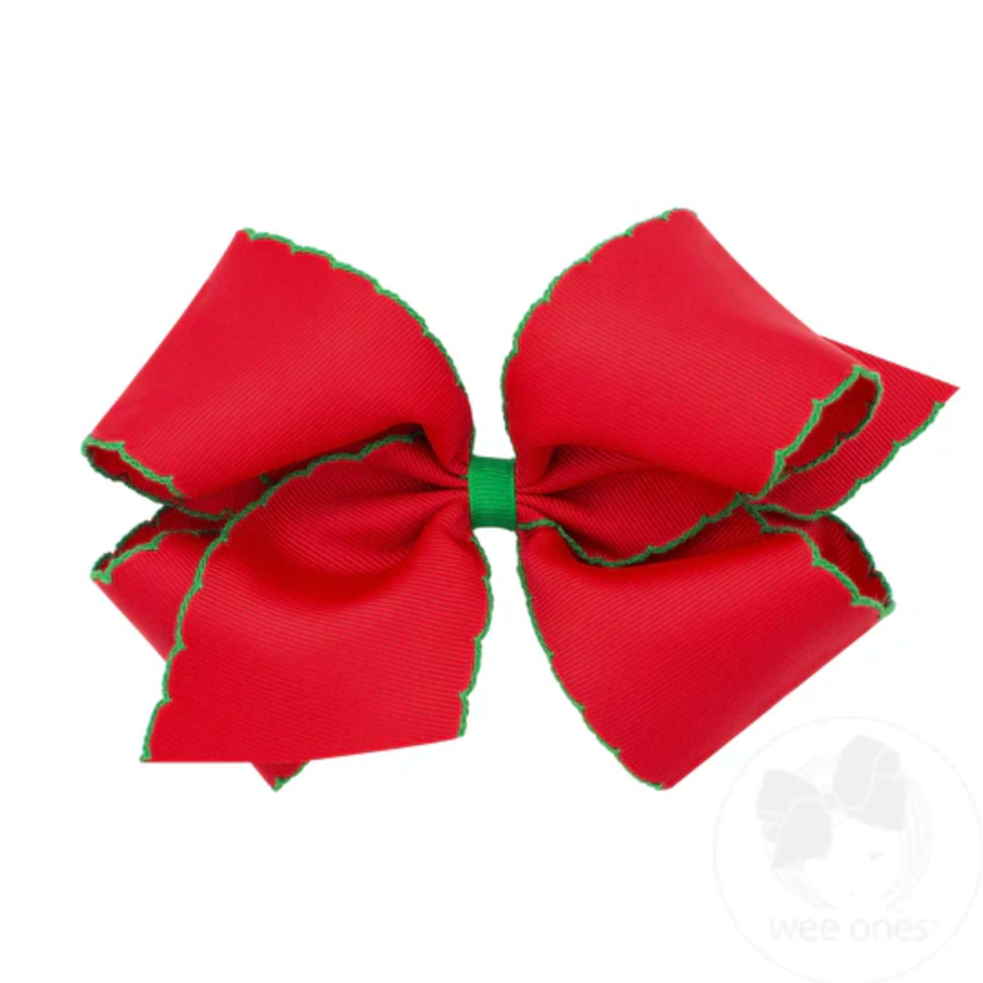 King Moonstitch Grosgrain Hair Bow with Contrasting Wrap Wee Ones
