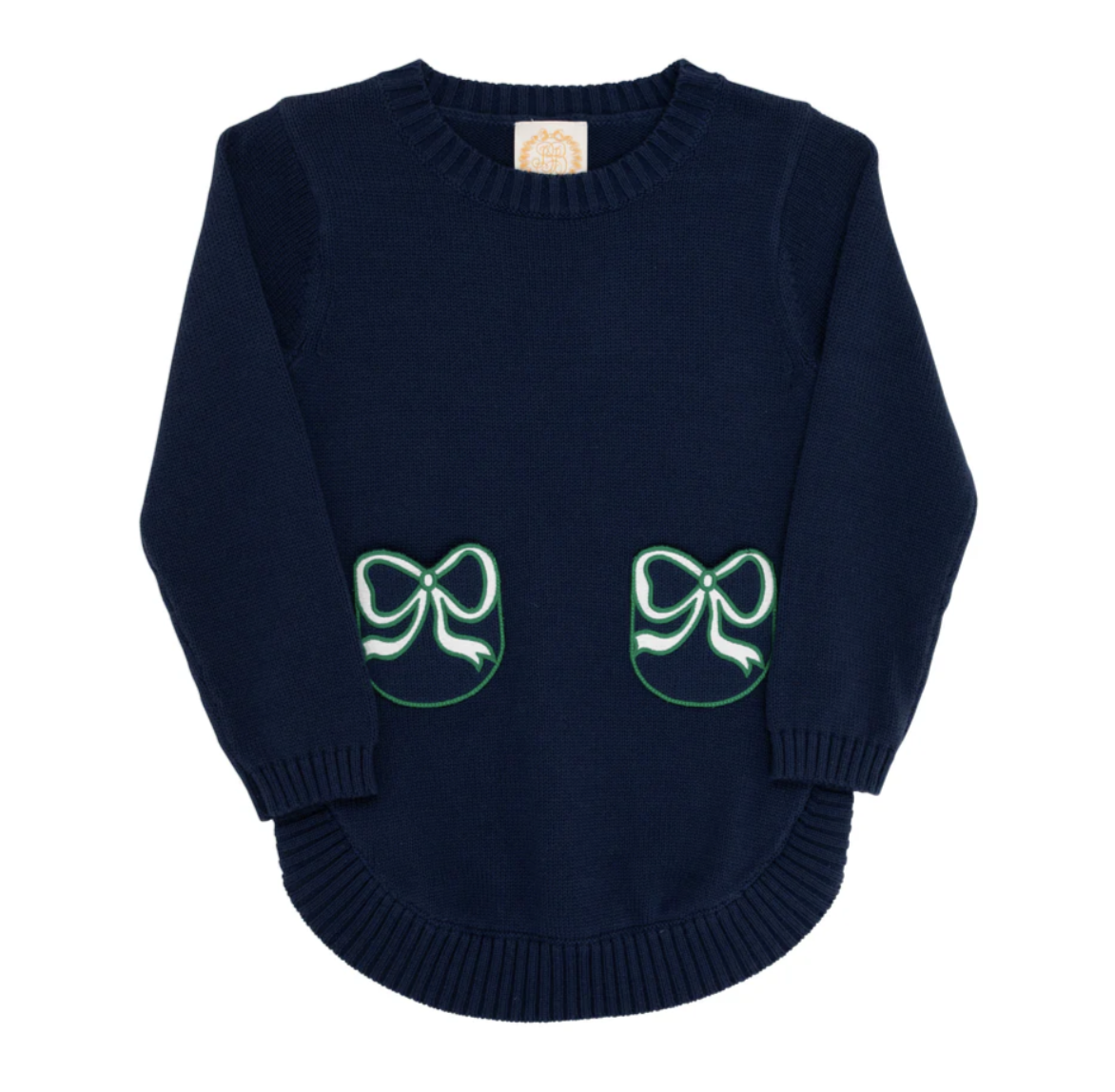 TBBC Terrell Tunic Nantucket Navy with Palmetto Pearl & Kiawah Kelly Green Bows