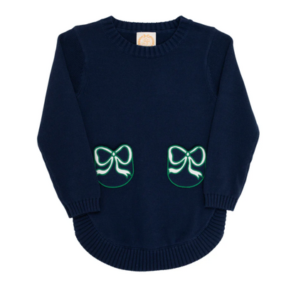 TBBC Terrell Tunic Nantucket Navy with Palmetto Pearl & Kiawah Kelly Green Bows