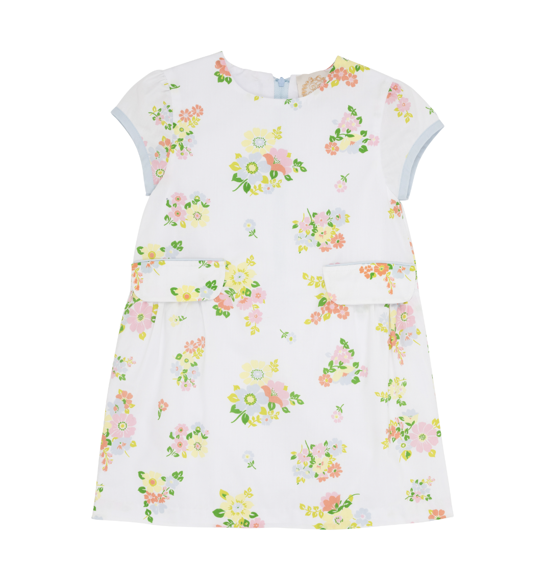 TBBC Betts Bow Dress- Broadcloth Biltmore Blooms/Buckhead Blue