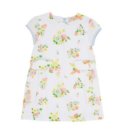 TBBC Betts Bow Dress- Broadcloth Biltmore Blooms/Buckhead Blue