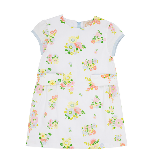 TBBC Betts Bow Dress- Broadcloth Biltmore Blooms/Buckhead Blue