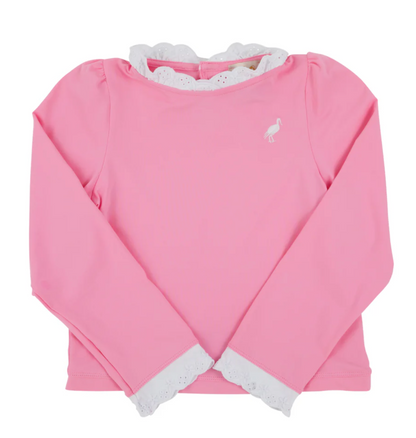 TBBC Winnie's Wave Spotter Swim Shirt Hamptons Hot Pink / White UPF