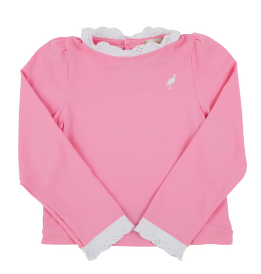 TBBC Winnie's Wave Spotter Swim Shirt Hamptons Hot Pink / White UPF
