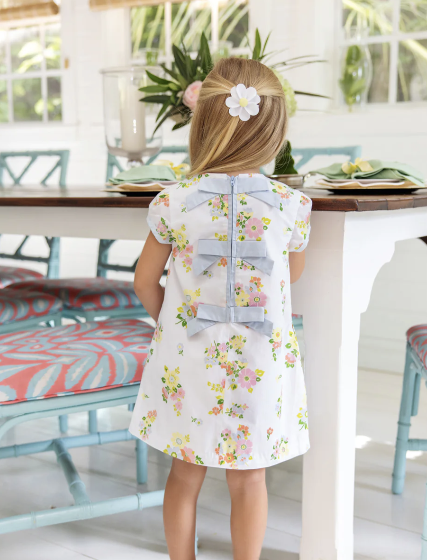TBBC Betts Bow Dress- Broadcloth Biltmore Blooms/Buckhead Blue