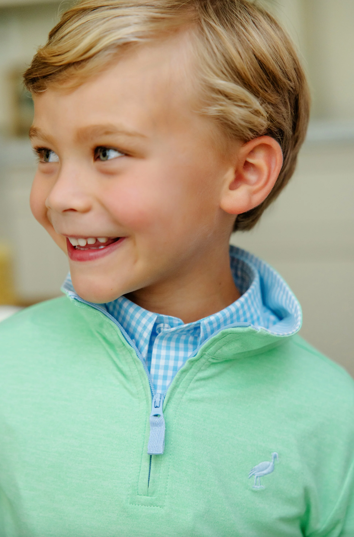TBBC Prepletic™ Hayword Half-Zip Grace Bay Green w/ Beale Street Blue Stripe