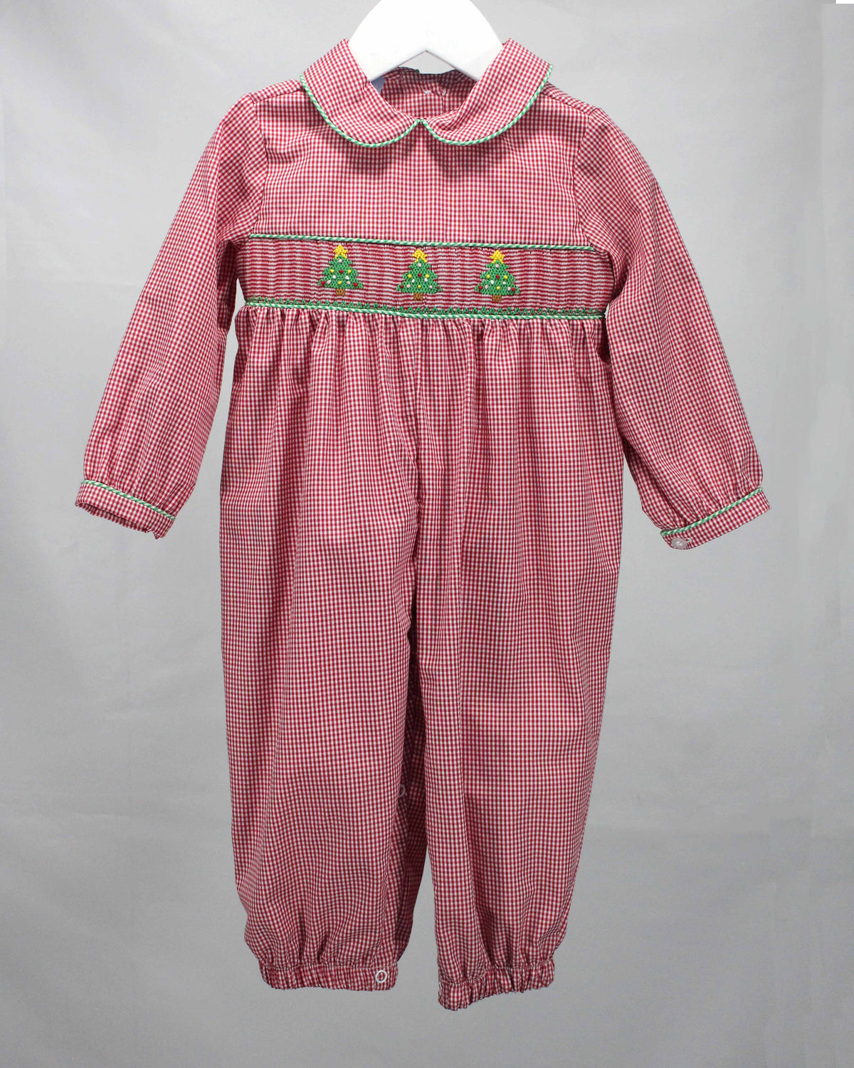 Elias Merry Christmas Tree Smocked Romper