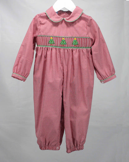 Elias Merry Christmas Tree Smocked Romper