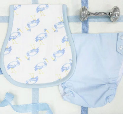 TBBC Oopsie Daisy Burp Cloth Sir Proper Stork w/ Buckhead Blue