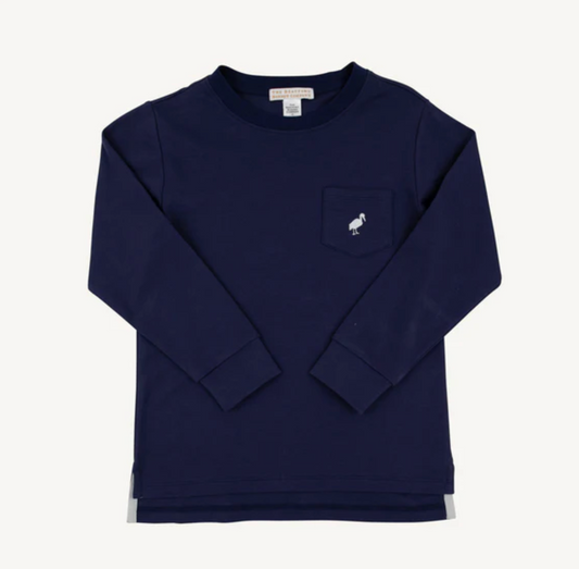 TBBC LS Carter Crewneck Nantucket Navy with White Stork