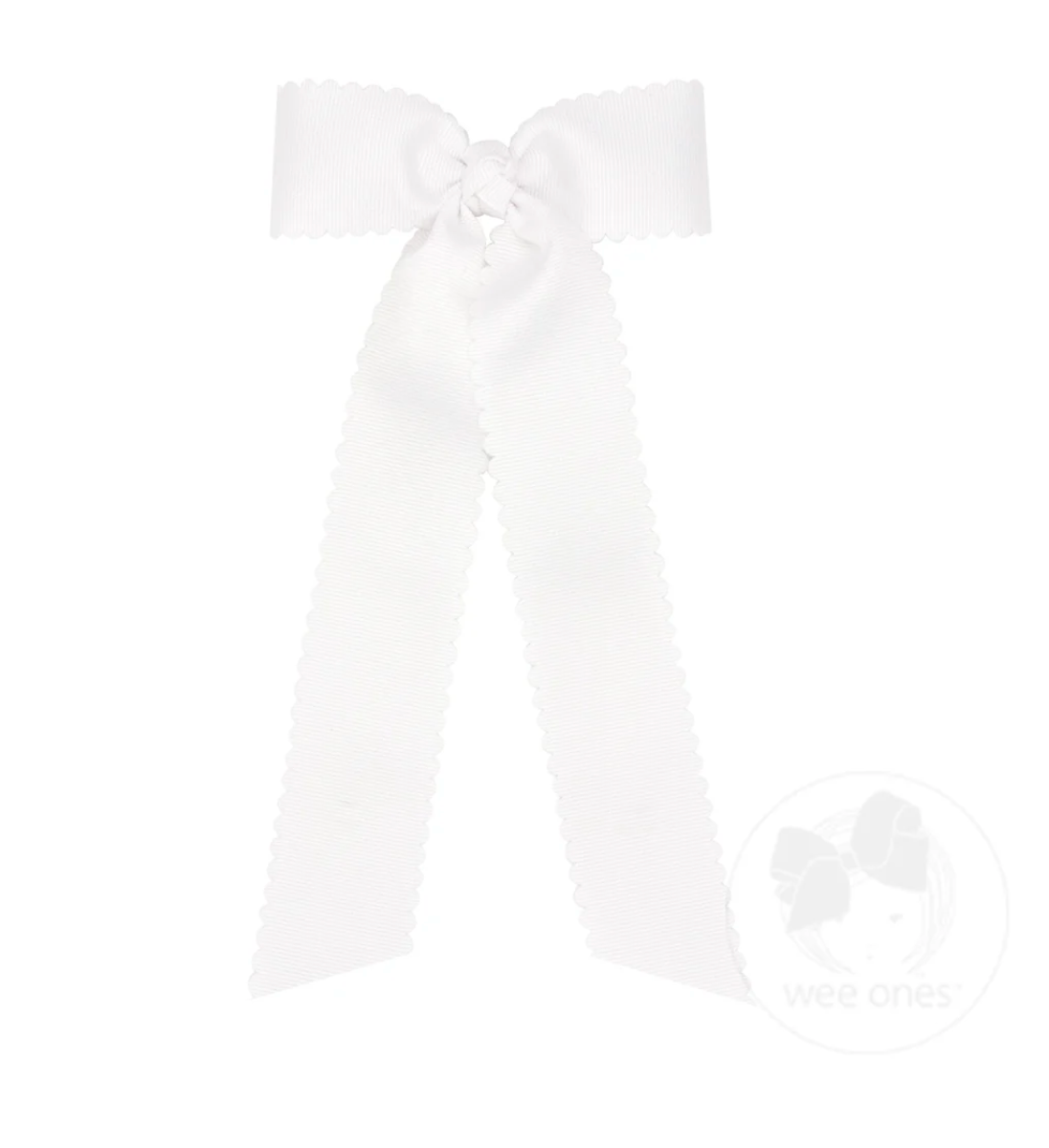 Medium Grosgrain Streamer Bow with Scalloped Edge - Wee Ones
