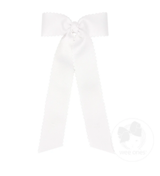 Medium Grosgrain Streamer Bow with Scalloped Edge - Wee Ones