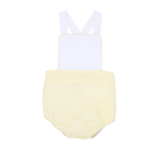 TBBC Sayre Sunsuit Worth Ave White/Seaside Sunny Yellow Seersucker