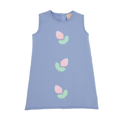 TBBC Annie Apron Dress- Roses Park City Periwinkle/ Palm Beach Pink