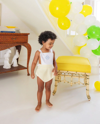 TBBC Sayre Sunsuit Worth Ave White/Seaside Sunny Yellow Seersucker