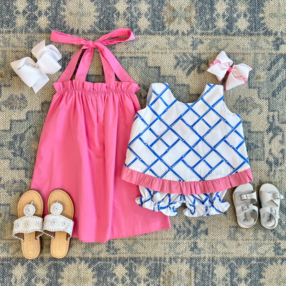 TBBC Libby Bess Halter Dress Hamptons Hot Pink