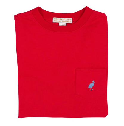 TBBC Richmond Red Carter Crewneck Pocket with Park City Periwinkle Stork