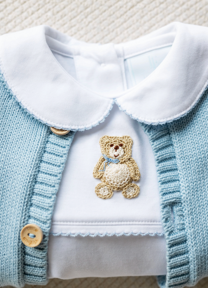 LE Crochet Playsuit - Blue Teddy Bear