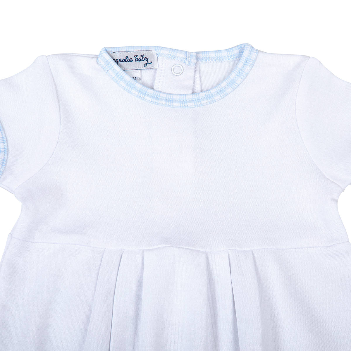 MB New Beginnings Blue S/S Bubble, White with Checkered Trim