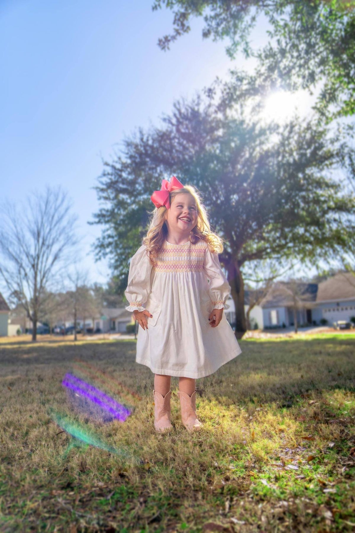 The Oaks Marty White Smocked Dress