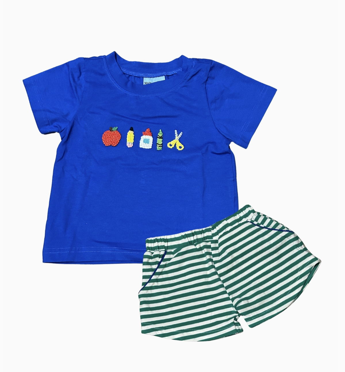 MSSC School Supplies Green French Knot Short Set