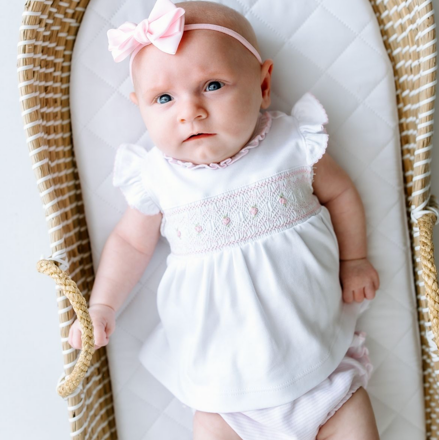 MB Julia Smocked Ruffle Diaper Cover Set Pink