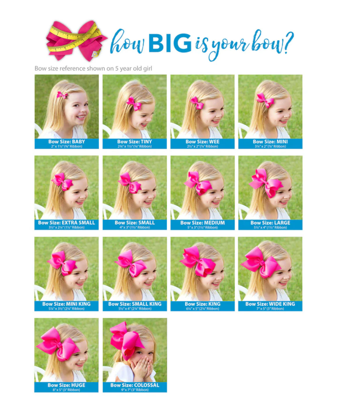 King Grosgrain Hair Bow with Matching Moonstitch Edge Wee Ones