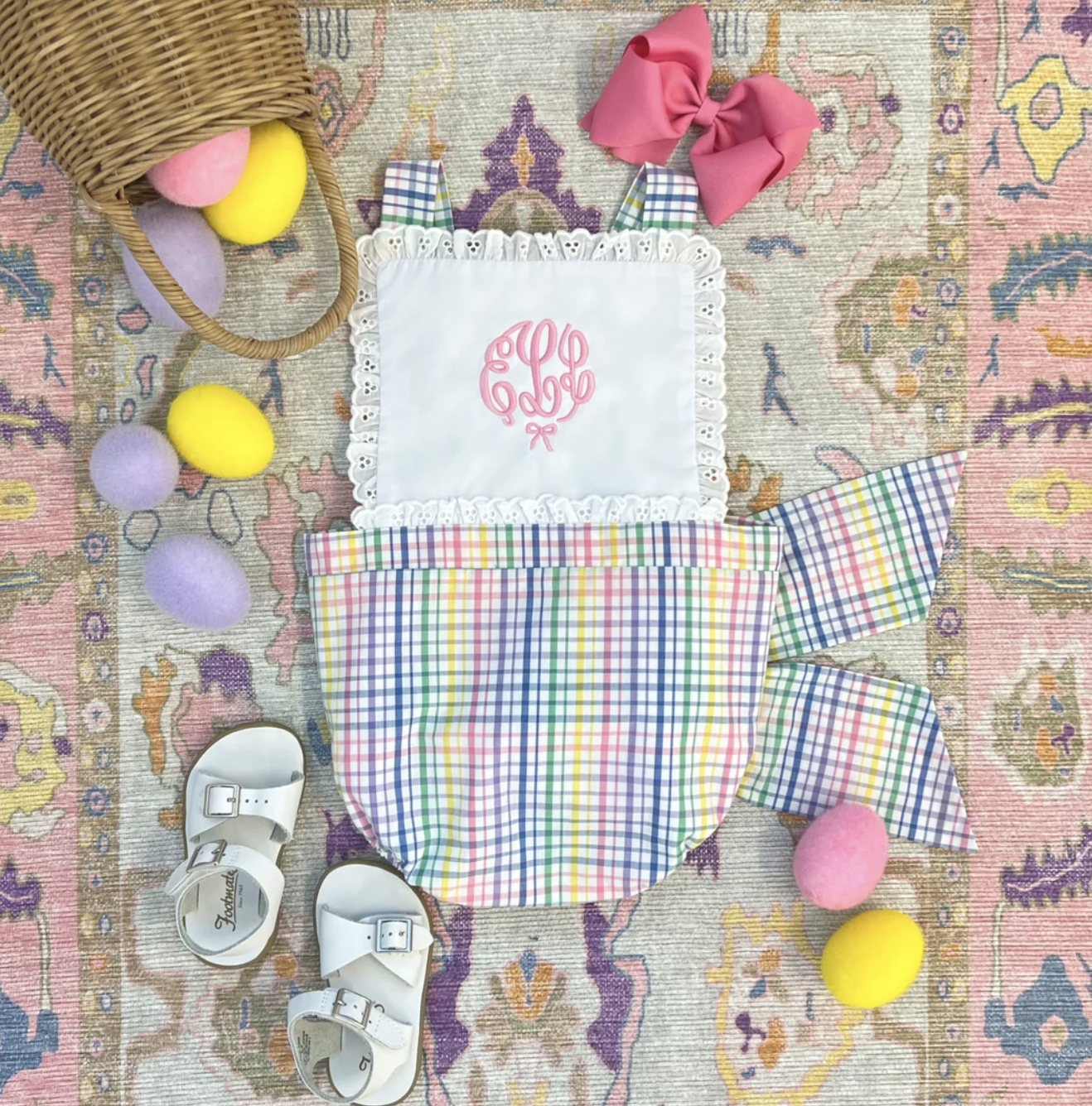 TBBC Sally Sunsuit Colored Pens Plaid/Worth Ave White