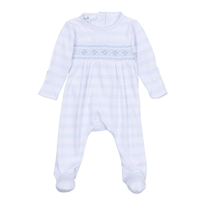 MB Baby of Mine Smocked Footie - Light Blue