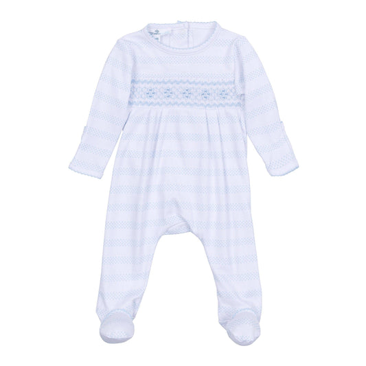 MB Baby of Mine Smocked Footie - Light Blue