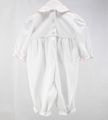White and Pink Geometric Claire Romper