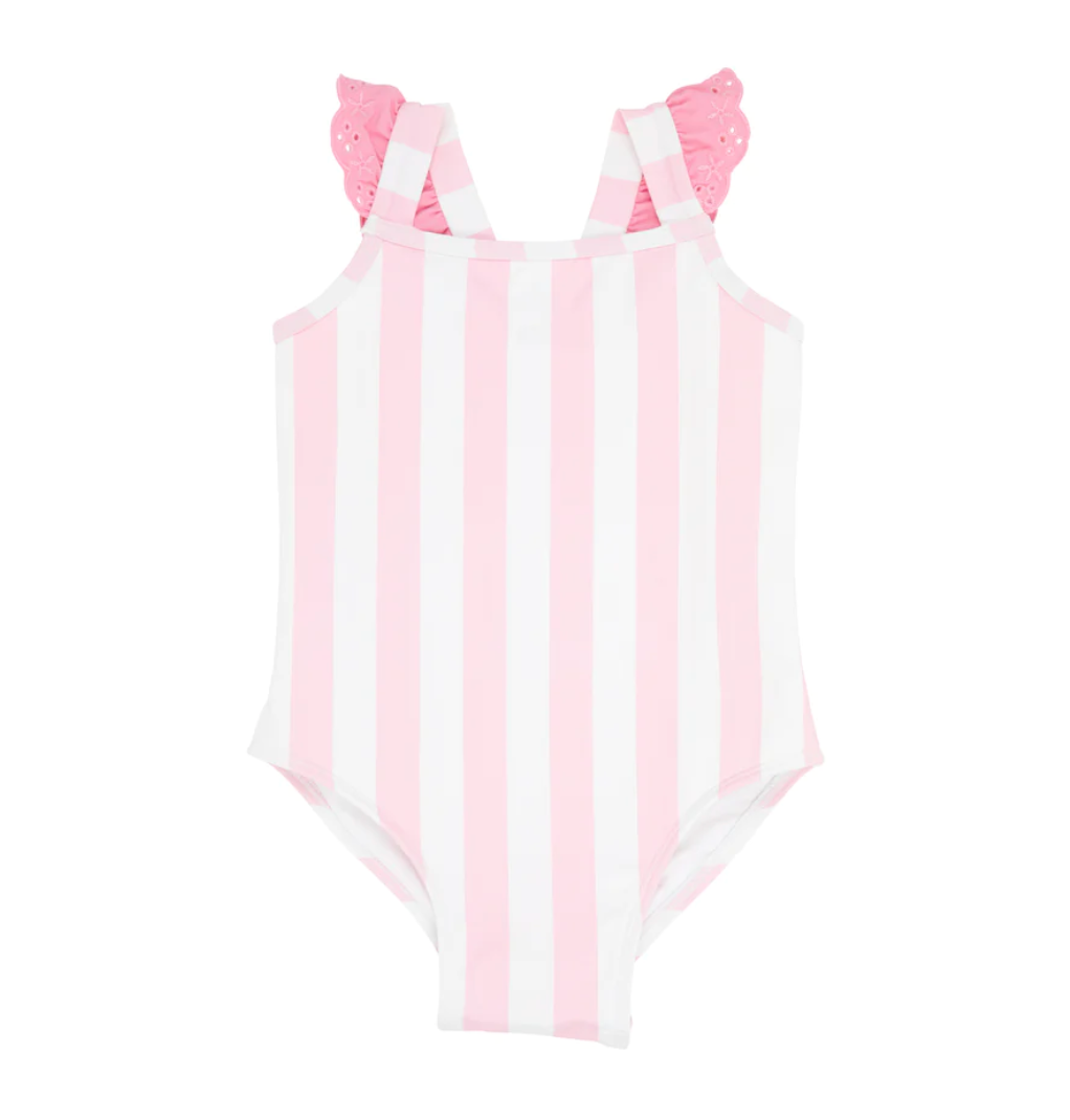 TBBC Long Bay Bathing Suit Caicos Cabana Stripe/Hampton Hot Pink