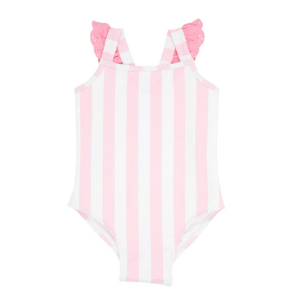 TBBC Long Bay Bathing Suit Caicos Cabana Stripe/Hampton Hot Pink