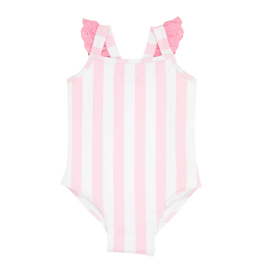 TBBC Long Bay Bathing Suit Caicos Cabana Stripe/Hampton Hot Pink