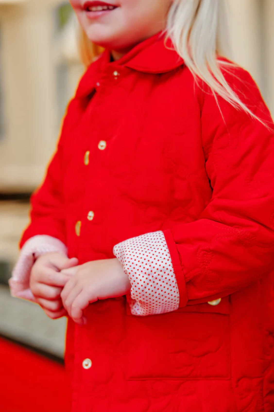 TBBC Kendall Quilted Coat Richmond Red Bows