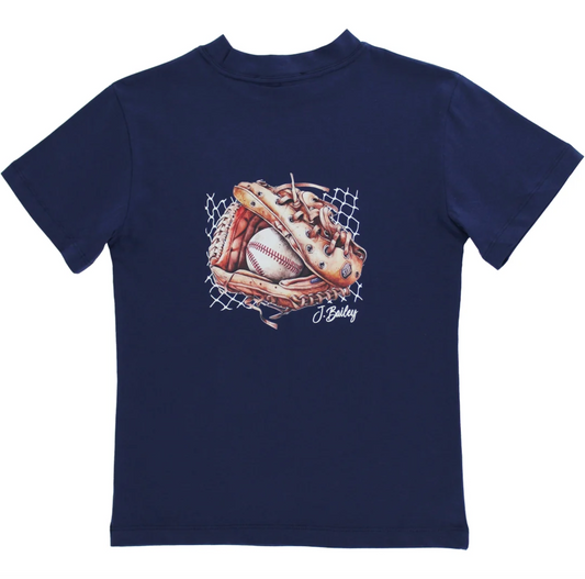 BB Baseball on Navy SS Tee