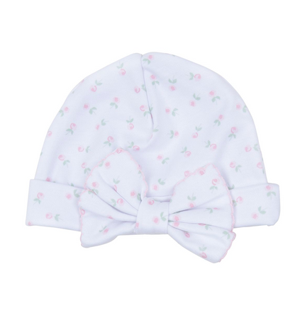 MB Juliette's Classics Print Hat Pink Roses (plain or bow)
