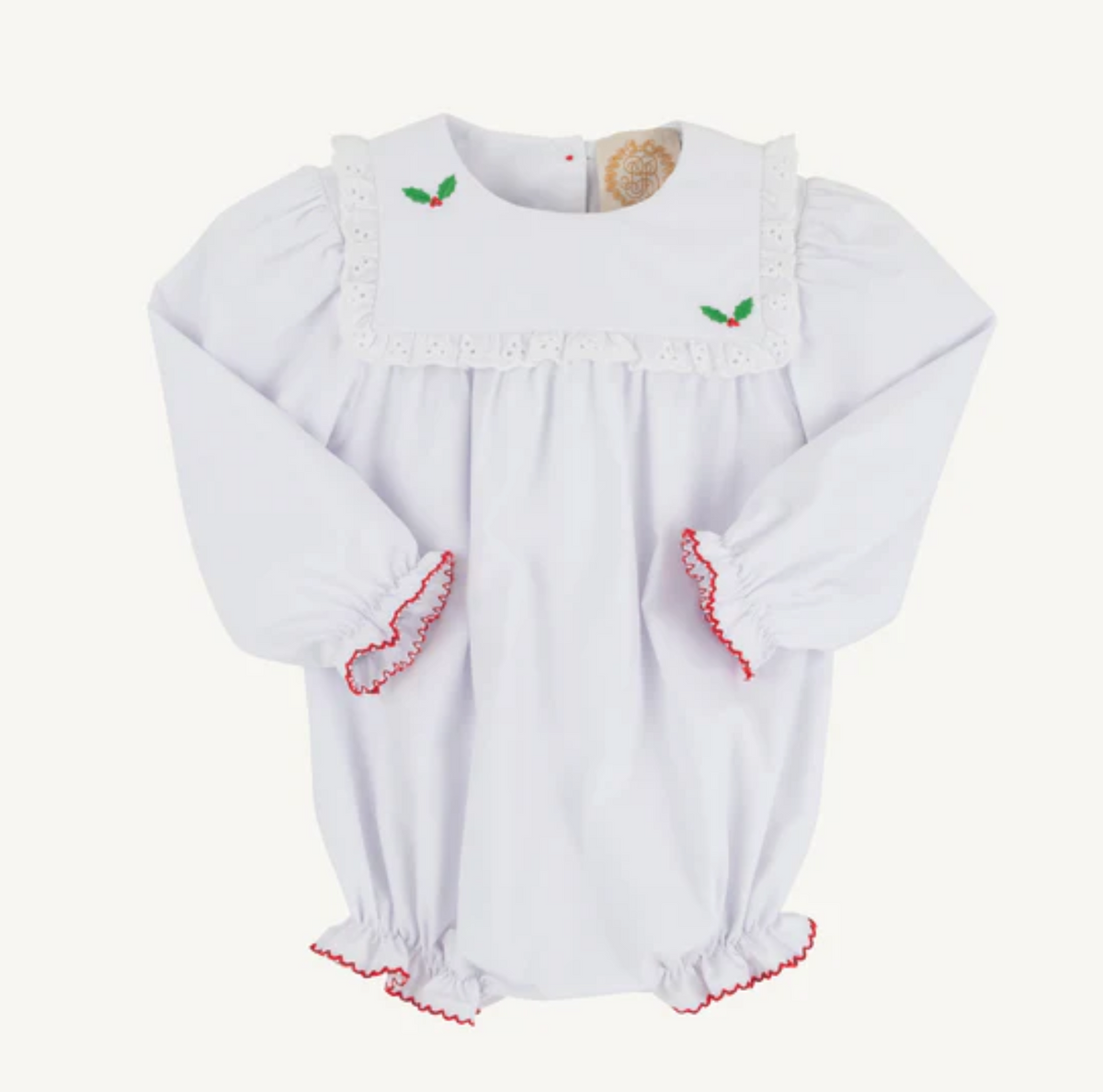 TBBC LS Bea Louise Bubble Holly Worth Ave White with Richmond Red