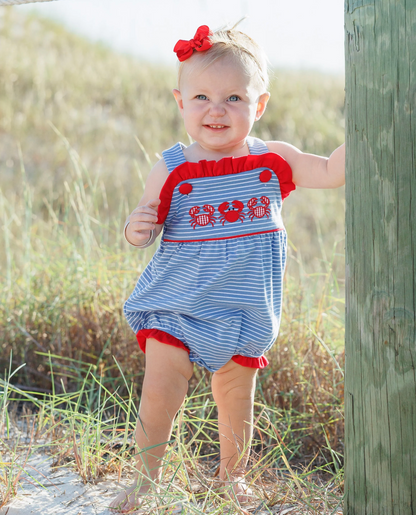 JB Coastal Crabs Ruffle Sunsuit (Girls)