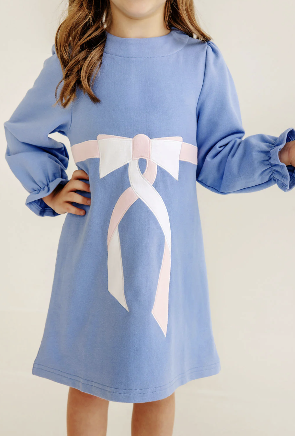 TBBC Eliza's Applique Dress Barbados Blue with Palm Beach Pink & Worth Avenue White Bow