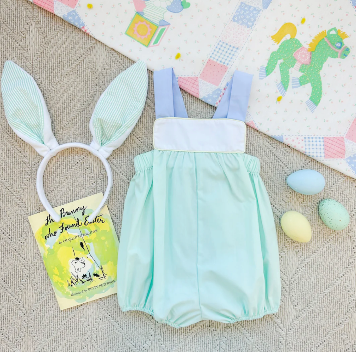 TBBC Samprey Sunsuit Sea Island Seafoam with White, Blue, Yellow