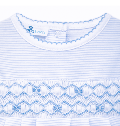 MB Jacob Smocked Short Playsuit Blue