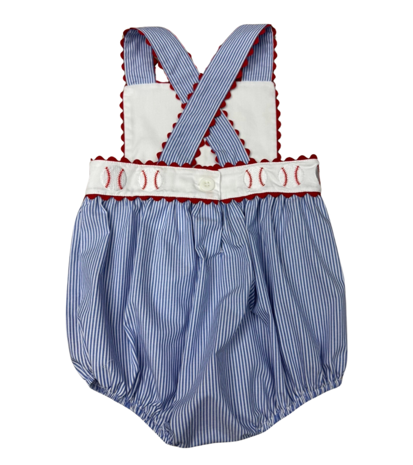 WBK Classic Baseball Ric Rac Sunsuit (Girls)