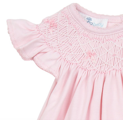 MB Ameila's Classics Pink Solid Bishop Flutters Toddler Dress