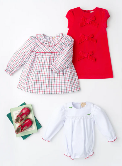 TBBC Old Town Tattersail LS Ramona Ruffle Dress (Woven)