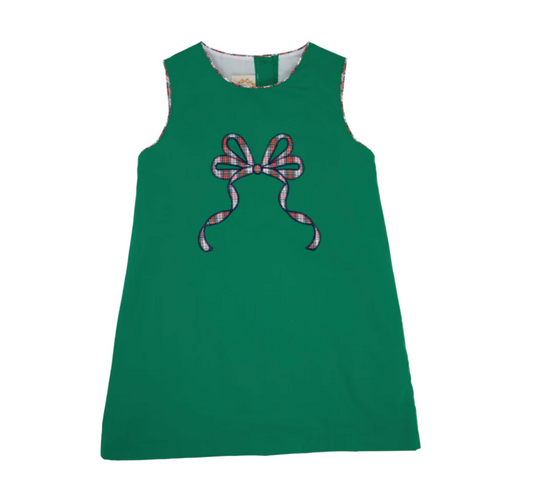 TBBC Annie Apron Dress Kiawah Kelly Green with Merritt Park Plaid