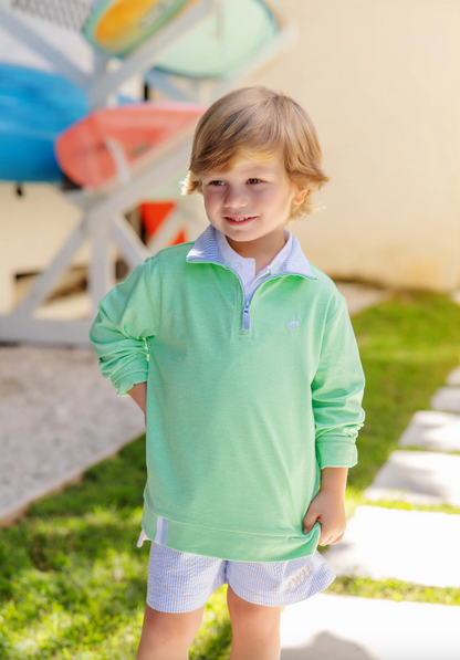 TBBC Prepletic™ Hayword Half-Zip Grace Bay Green w/ Beale Street Blue Stripe
